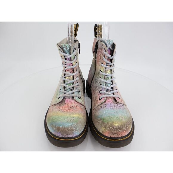 Dr Doc Martens 1460 J Pascal Rainbow Glitter Boots Girls Size 3 Combat Shoes - Picture 4 of 13